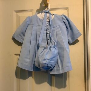 Light Blue Baby Outfit with Bonnet